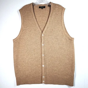 Vtg Bobby Jones Collection Merino Wool Cable Knit Sweater Vest Men L Hong Kong - Picture 1 of 8
