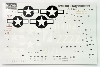 Pro Modeler 85-5935 Curtiss SB2C-4 Helldiver 1/48 Scale Decals - Image 1 of 2