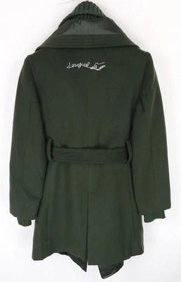 DESIGUAL Madrid Women's Coat 38 Green Belted Single-Breasted Zipped Lined * - Image 1 of 4