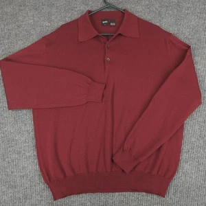 Hugo Boss Golf Sweater Polo Shirt Virgin Wool Mens XL Red Italy - Picture 1 of 17