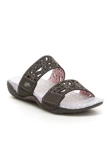 JBU SPORT Womens Gray Non-Slip Wildflower Slip On Leather Slide Sandals 7 M - Picture 1 of 11