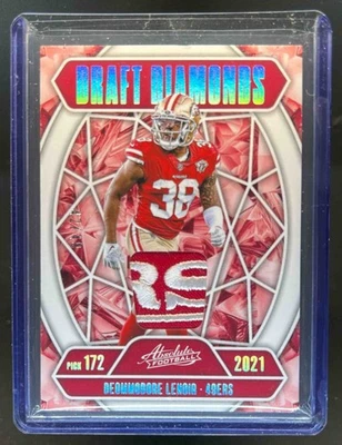 2025 Absolute Deommodore Lenoir Draft Diamonds Patch Holo Silver #42/49 49ers - Image 1 of 2