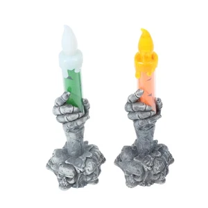 2 Pcs Skull Lamp Halloween Home Decor Indoor Led Candles Party Decorations - Picture 1 of 11