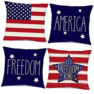 4th of July Decorations Pillows Decorative Throw Pillows 18x18,Patriotic - Picture 1 of 7
