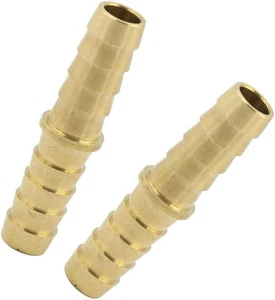 2Pcs Barb Union 1/2" Barbed X 1/2" Barbed Splicer Brass Hose Fitting Mender Join - Picture 1 of 12