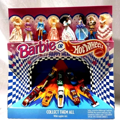 MCDONALDS 1993 BARBIE / HOT WHEELS HAPPY MEAL DISPLAY - COMPLETE - NICE - Image 1 of 4