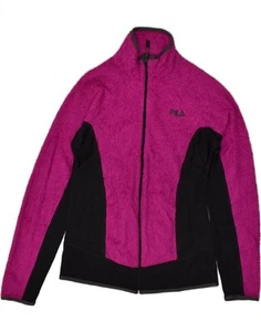 FILA Womens Fleece Jacket UK 14 Medium Pink Colourblock Polyester BM96 - Picture 1 of 3