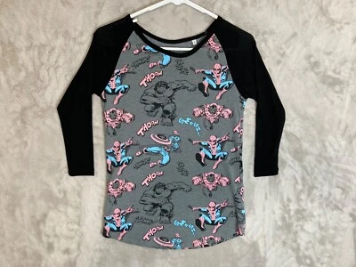 Marvel Comics - Meninas Pequenas-Manga 3/4-Preto/Cinza com Rosa e Azul Marvel Hero's - Imagem 1 de 4