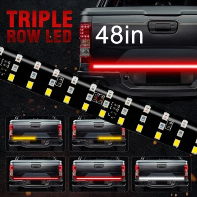 NEW 48" Flexible LED Tailgate Light Bar Strip Triple Row Turn Signal Tail Light - Image 1 of 4