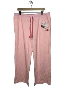 Nick & Nora Pajama Lounge Pants Pink Polka Dot kitty cat knitting sz XL - Picture 1 of 3