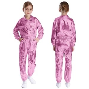 Unisex Kids Dancewear Bomber Outfits Long Sleeve Sweatsuit Shiny Dance Girls - Picture 1 of 143