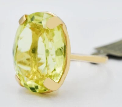 GENUINE 18.46 Cts PERIDOT SOLITAIRE RING 10K GOLD - Free Appraisal Service - NWT - Image 1 of 4