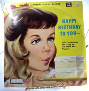 Vintage Happy Birthday Book And Record 1961 By Peter Pan Records 78 Rpm LP Vinyl - Picture 1 of 10