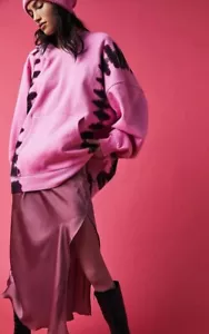 Sudadera con Capucha Estampada Free People Washed It's A Vibe We The Free Rosa Negra XS NUEVA CON ETIQUETAS - Imagen 1 de 6
