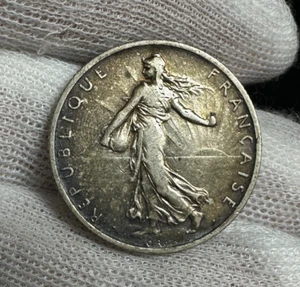 1914 FRANCE 2 FRANCS KM-845.1 - SILVER - FREE USA SHIPPING! B3652 - Picture 1 of 10
