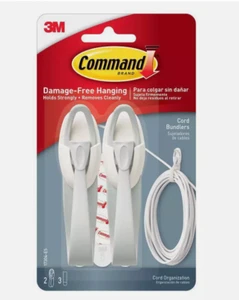 Command Cord Cable Wire Bundlers Organizer 3M 17304 Damage Free Hook Hang, White - Picture 1 of 1