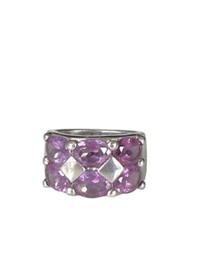 Silber Ring 925, mit Lila Farbstein, Antik, Schimmert, Silberring - Picture 1 of 5