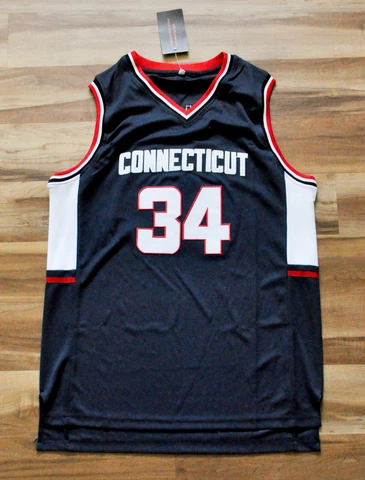 #34 UCONN HUSKIES RAY ALLEN BASKETBALL CUSTOM BLUE JERSEY SEWN MEN LARGE NWT Cover