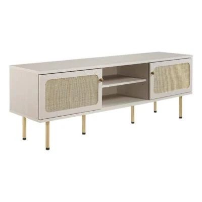 Soporte de TV Modway Cambria de ratán y tablero de partículas para televisores de hasta 60" en blanco Foto 1 de 4