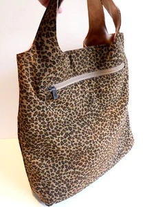 AUTH BOTTEGA VENETA WOMEN'S LEOPARD PRINT NYLON LINING TOTE- MINOR WEAR- AWESOME - Picture 1 of 14