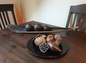 PARTYLITE Deko-Kugeln "Alte Ruinen" inkl. Duftball & Duftöl + braune Naturdeko - Bild 1 von 16