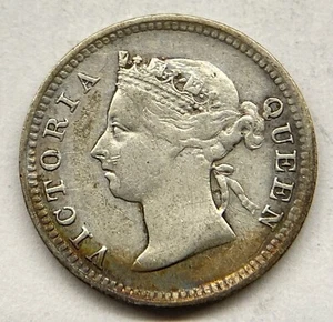 Hong Kong 1892 5 Cents Silver Coin - Cleaned - Picture 1 of 2