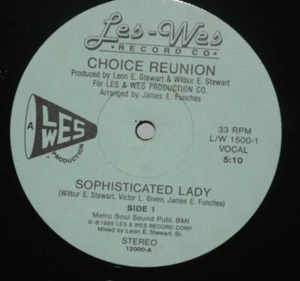 CHOICE REUNION Sophisticated Lady 12" VG+ Plays Well 1985 Les Wes 1500 Vinyl - Picture 1 of 2