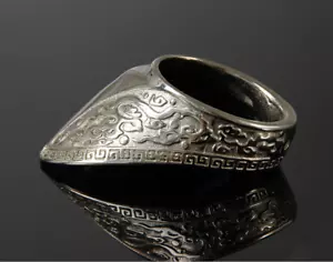 Anillo Banzhi de plata tibetana grabado pulgar tiro con arco equipo de protección Banzhi - Imagen 1 de 18
