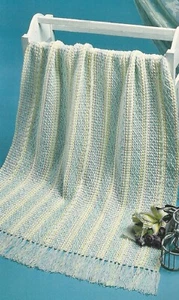 Schwedische Stickerei Streifen Afghan Decke - 50" x 54-1/2" - NUR Häkelanleitung - Bild 1 von 2