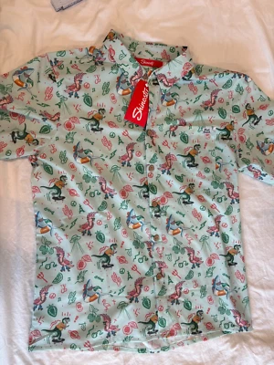 Shinesty Fruit Smash Button Down Shirt Men’s XL Dinosaur Parrot Party - NWT - Image 1 of 4