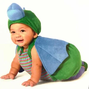 Baby Infant Dragon Halloween Costume Plush Blue Green Sizes 6-12M NEW - Picture 1 of 5