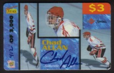 $3. Auto-Phonex Signature Rookies: Chad Allan (Hockey Card #2) Phone Card