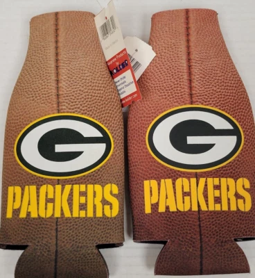 NFL Green Bay Packers Football Bottle Cooler, Coozie, NEW (Football - Pack of 3) - Image 1 of 3