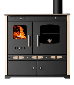Wood Burning Stove P. Eco LUX Ivory - 7.38 kW Cast Iron Plate Cooker Stove - Picture 1 of 6