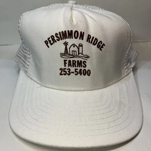 Vintage Persimmon Ridge Farms White Mesh Snapback Sportcap Trucker Hat - Picture 1 of 10