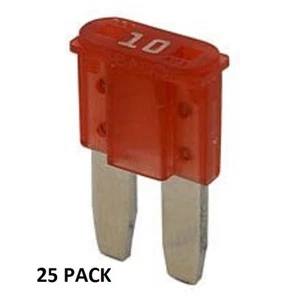 25 PACK - MICRO 2 BLADE FUSES - 10 AMP AUTOMOTIVE ULTRA MINI FUSES #ATRM10-25PK - Picture 1 of 2
