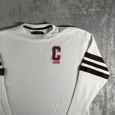 Camisa térmica Coogi para hombre manga larga logotipo a rayas blanco marrón XL (LEER) Foto 1 de 4