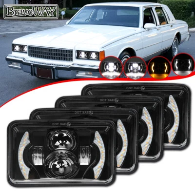  4 faros LED HI-LO DRL de 4x6" para Chevrolet Caprice 1977-1986 Foto 1 de 4