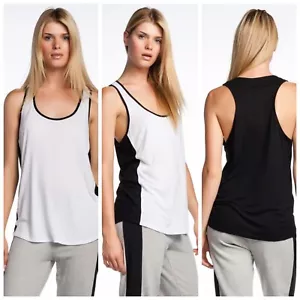 AIKO Damen Weekend Starr Tank Top weiß schwarz übergroß Jersey Kontrastplatten - Bild 1 von 5