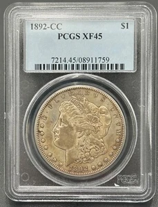 1892 CC Morgan Dollar $1 PCGS XF 45, Low Mintage Semi-Key Date - Picture 1 of 5