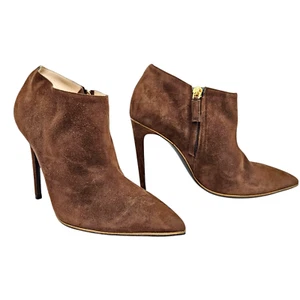 RALPH LAUREN PURPLE LABEL - Chocolate Kidsuede/Bronze Nappa Leather Pumps - US 7 - Picture 1 of 10