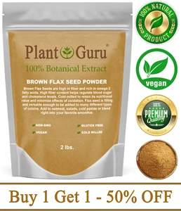 Brown Flax Seed Powder 2 lb. Omega-3 NON GMO 100% Pure Flaxseed Ground Meal Bulk - Picture 1 of 10