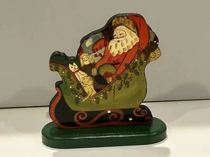 Vintage handbemalter Weihnachtsmann Holzausschnitt Albert E Price Weihnachten 7 Zoll - Bild 1 von 9