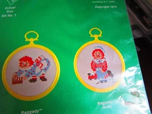 Raggedy Ann and Andy Counted Cross Stitch Kit w/Frame #1 (1974, Carolina Cross X - Picture 1 of 2