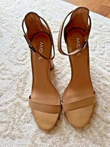 Midas 'wolt' tan leather mid-heeled sandals - size 9 (40) - Picture 1 of 5
