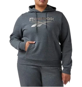 Reebok Women's Plus Size Shine Fleece Hooded Sweatshirt Dark Grey Sz 3X - Picture 1 of 5