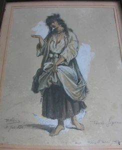 Turkish. Gypsy. W. kõnig original painting Turkish gypsy, 19th century portrait painter. - Picture 1 of 6