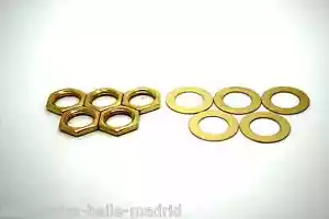 5x GOLD NUTS AND WASHERS FOR AMERICAN USA JACKS AND POTENTIOMETERS - Bild 1 von 1