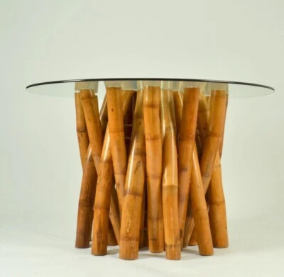 Mesa de comedor de bambú de diseño vintage escultórico años 50  Foto 1 de 3