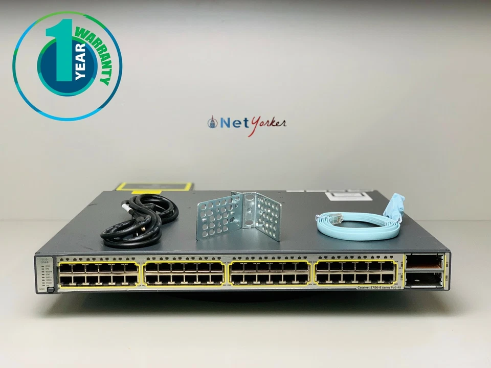 Cisco WS-C3750E-48PD-SF 48 Port PoE 3750E Gigabit Switch - Same Day Shipping - Image 1 of 4